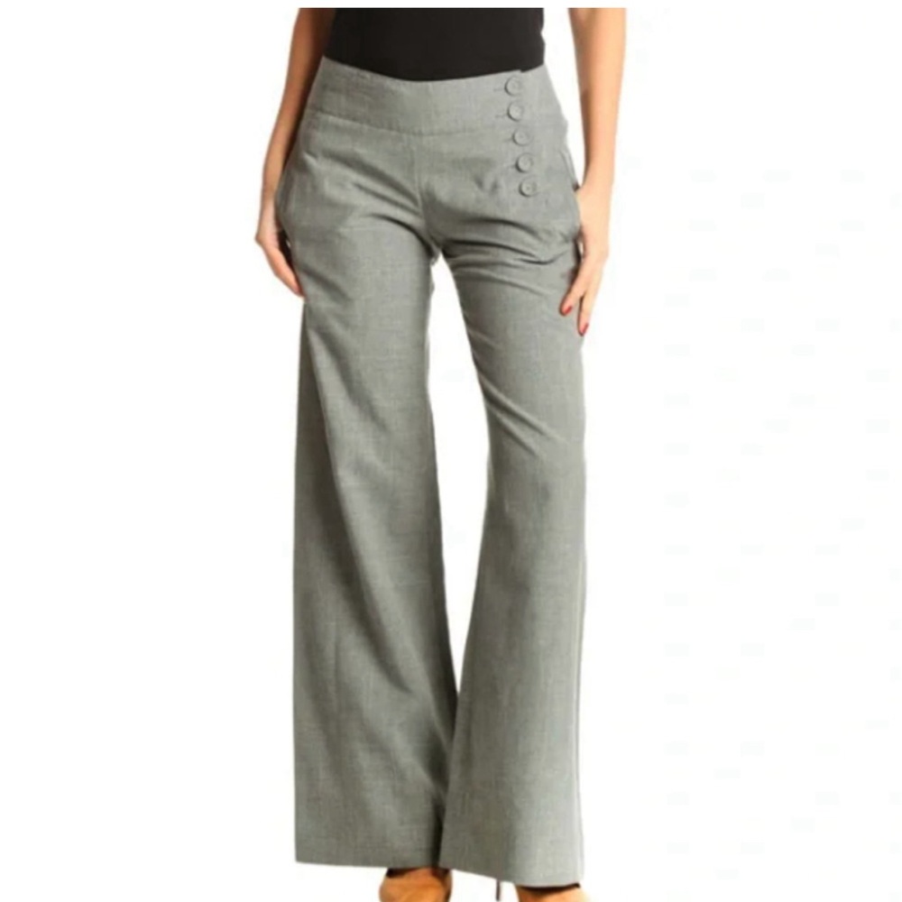CAbi wide leg grey crosshatch Trouser pants size 4